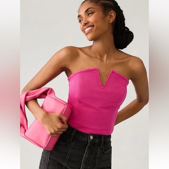 Anthropologie Maeve Strapless Corset Top XL Pink - Picture 1 of 8